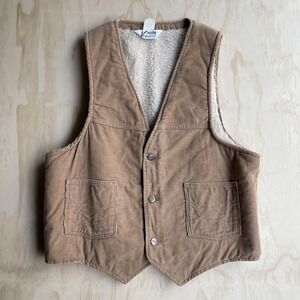Vintage Dickies Vaquero Vest Mens Large Brown Corduroy Sherpa Lined Workwear